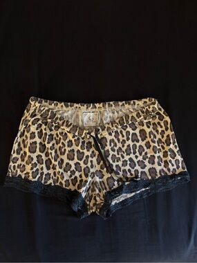 Pj Couture Leopard-Print Lace-Trim Shorts - Tan & Black